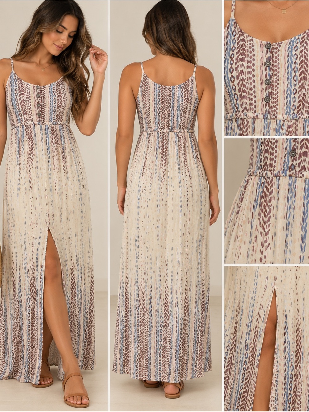 Boho maxi dress festival resort vacation flowy earthy